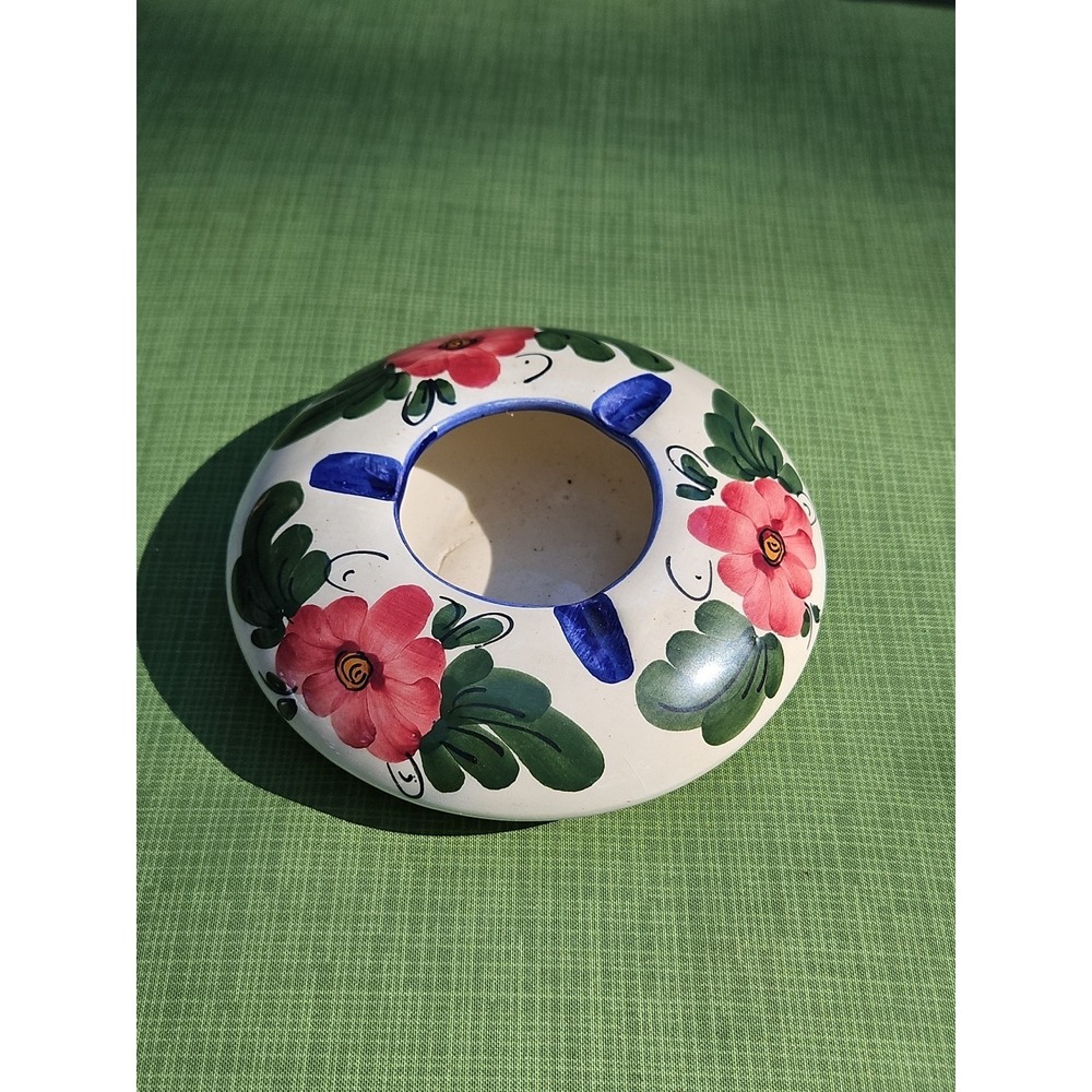 Vintage Martinez Majolica Bubble Ashtray Spain Floral‎ 5.5" Spanish Pottery